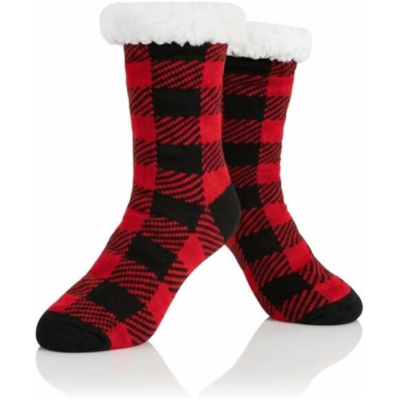 Slipper Socks for Women with Grippers, Fuzzy Christmas Socks Fluffy Cabin Cozy - Picture 1 of 7